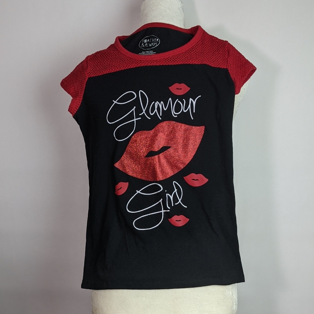 💥Forever & Always Glamour Girl red black shirt
